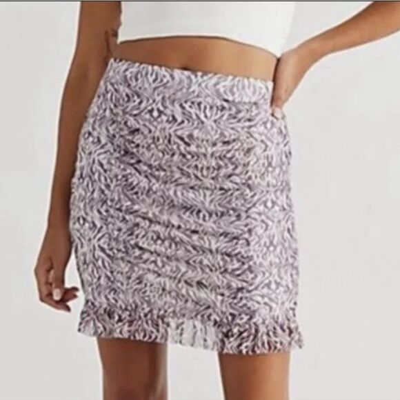 Free People NWT Women's Romi Mesh Mini Skirt In Zebra Combo Size Small - Picture 1 of 11